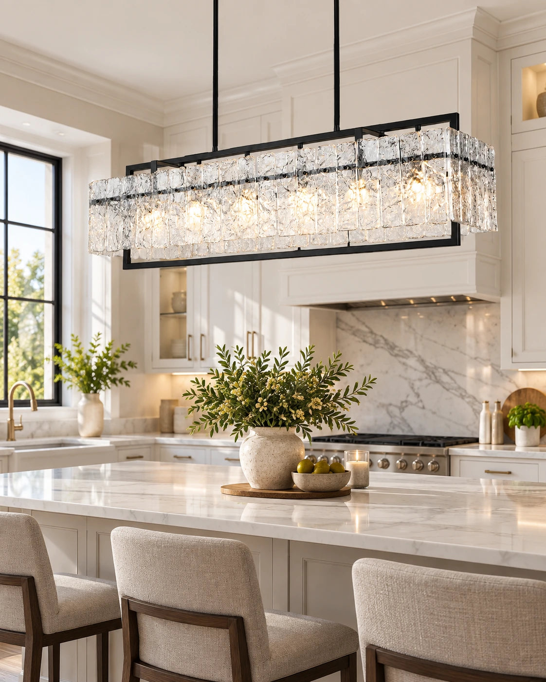 Water Ripple Glass Linear Chandelier