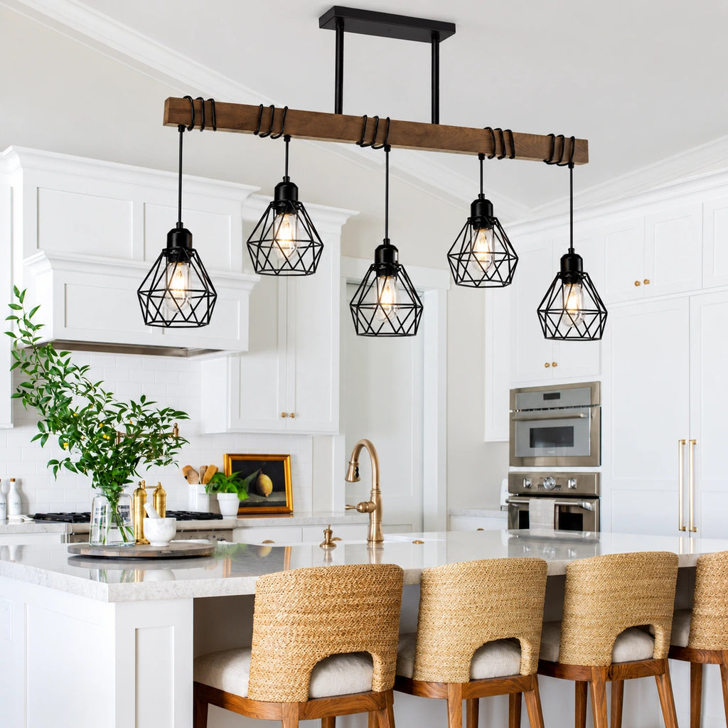 Rustic Diamond Cage Linear Chandelier