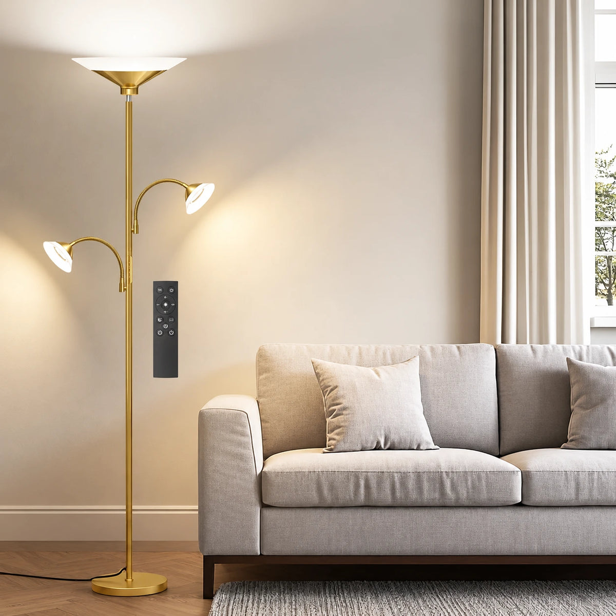 3-Light Tree Torchiere Floor Lamp