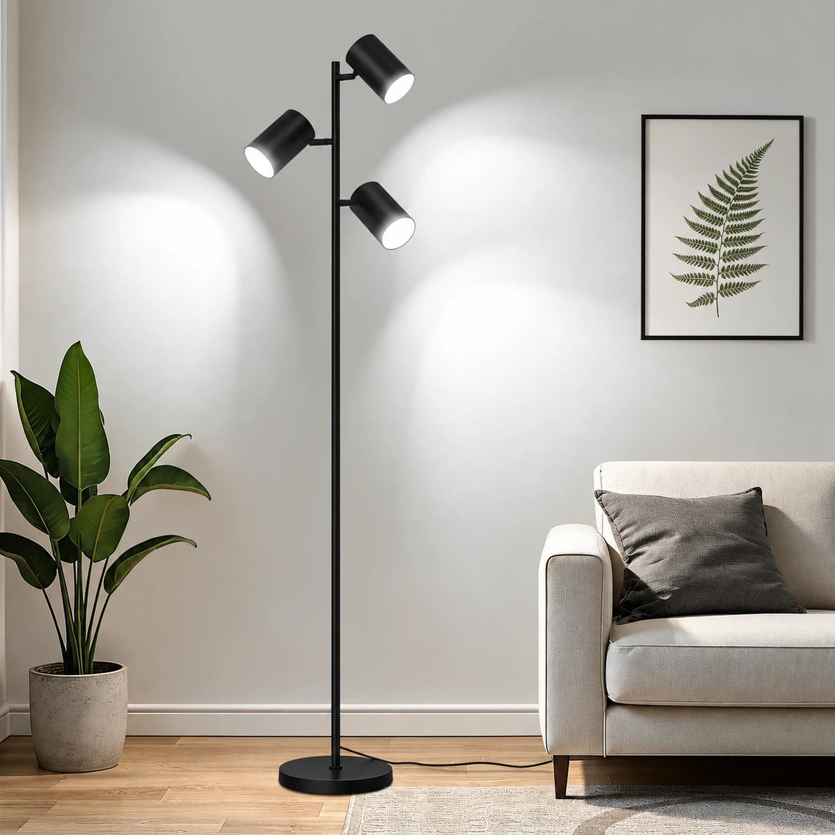 Modern 3-Head Reading Floor Lamp