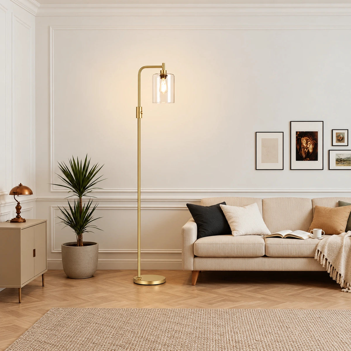 Arched Clear Glass Floor Lamp