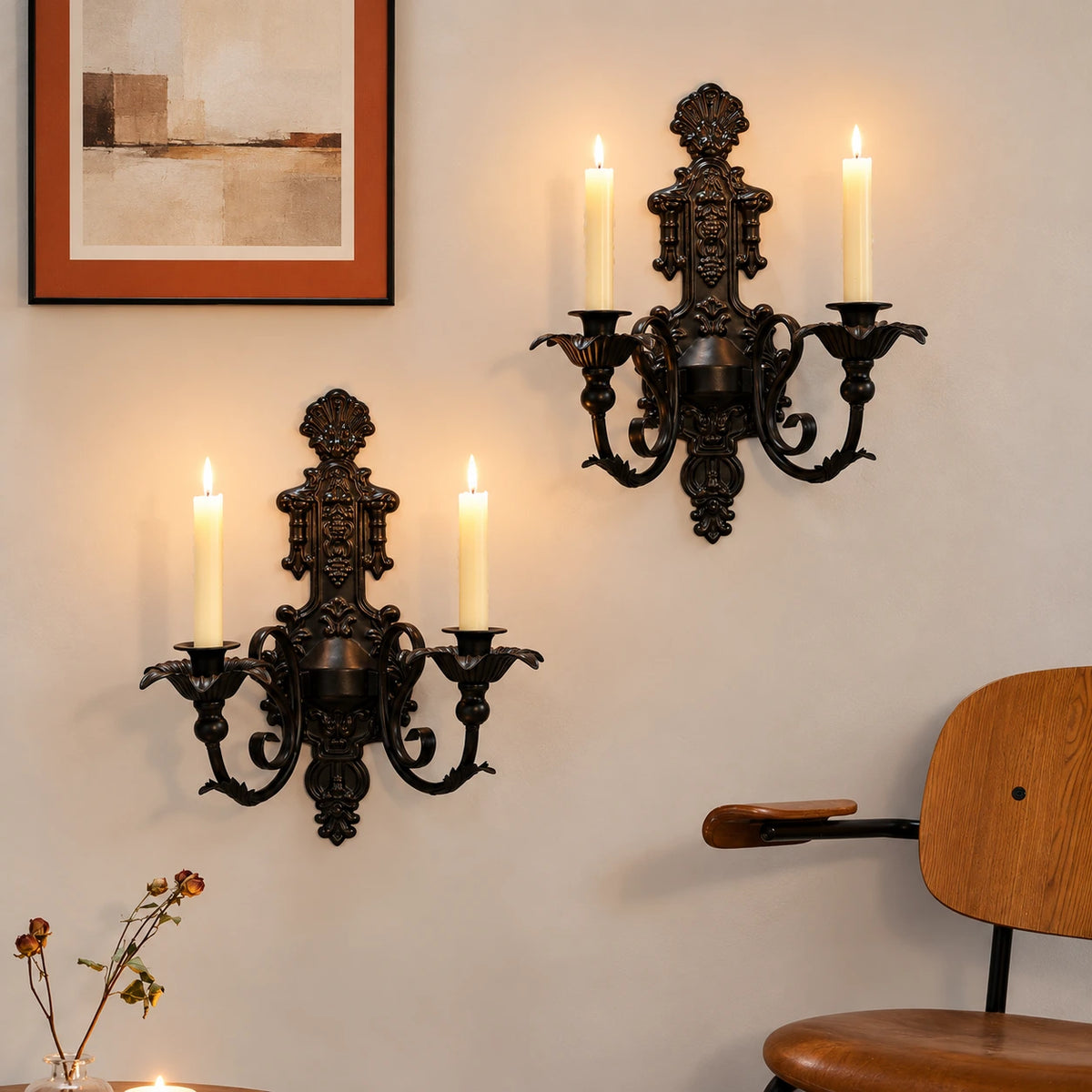 Noctara Gothic Candle Wall Sconce Set