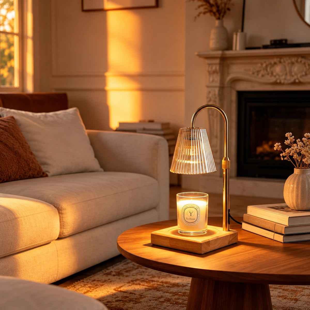 Elara Ribbed Glass Candle Warmer Lamp