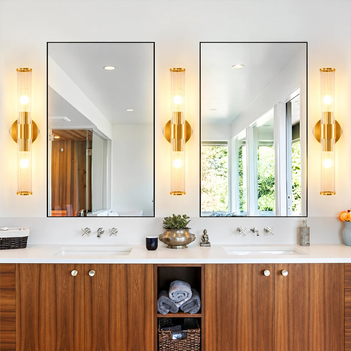 Valmere Linear Glass Battery Operated Wall Sconces