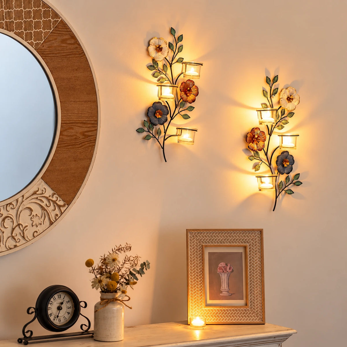 Florielle Floral Candle Wall Sconce Set