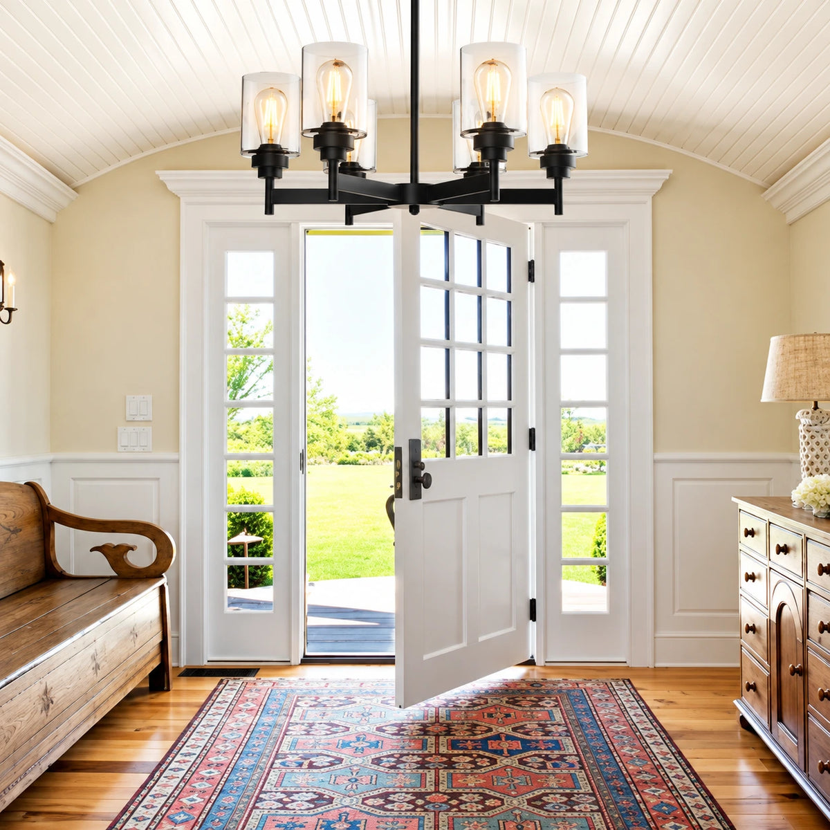 6-Light Glass Farmhouse Chandelier