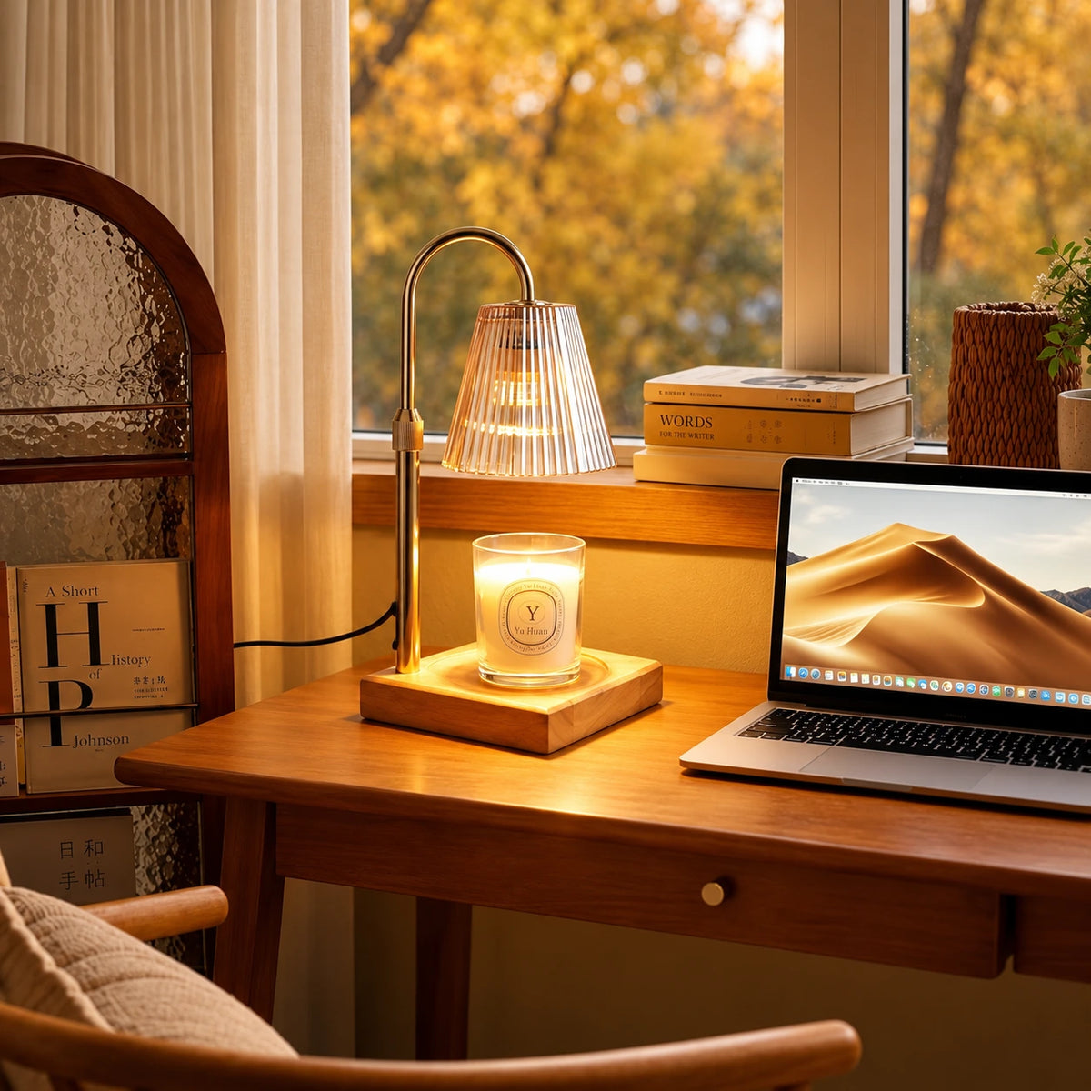 Elara Ribbed Glass Candle Warmer Lamp