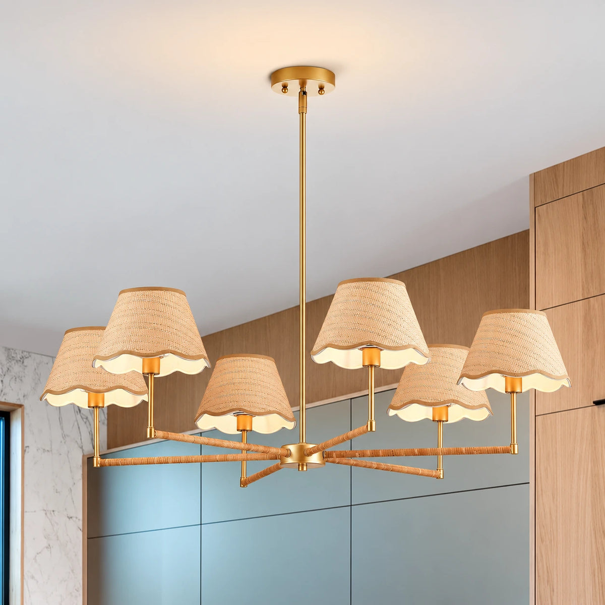 Aurelia Wagon Wheel Rattan Chandelier
