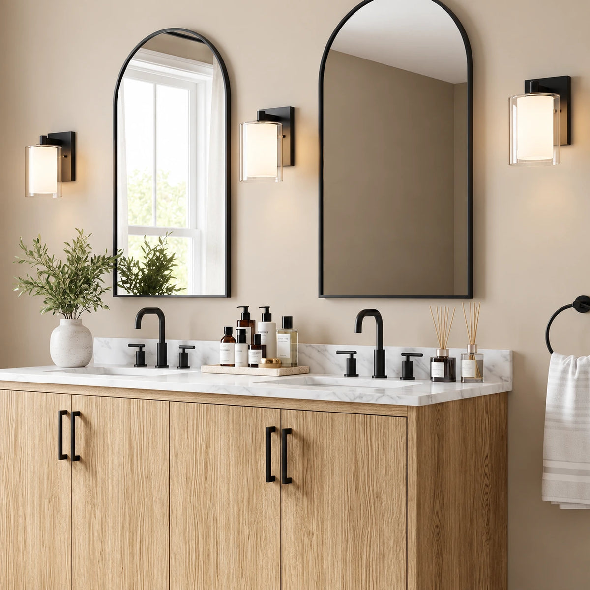 Mirelle Double Glass Vanity Wall Sconces