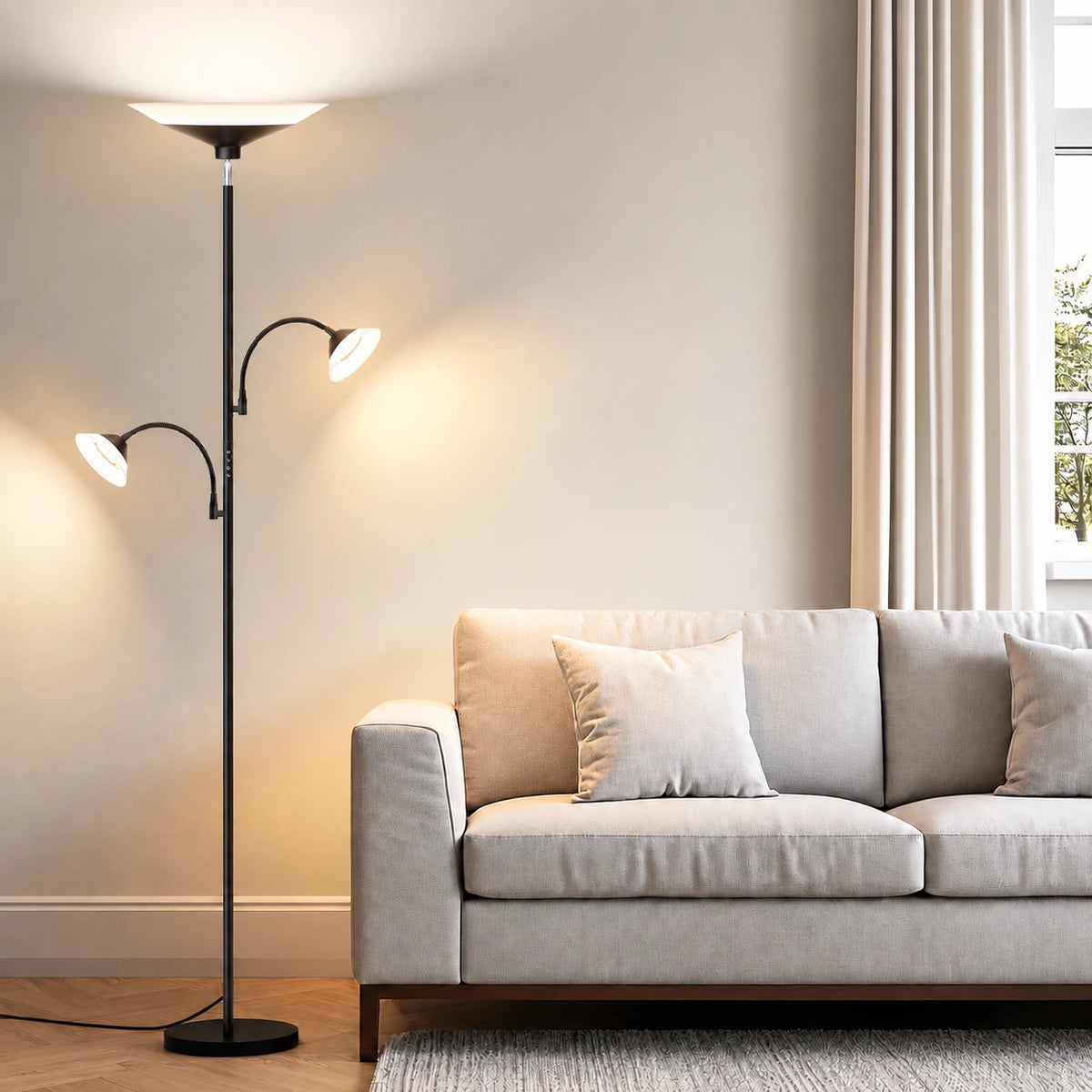 3-Light Tree Torchiere Floor Lamp