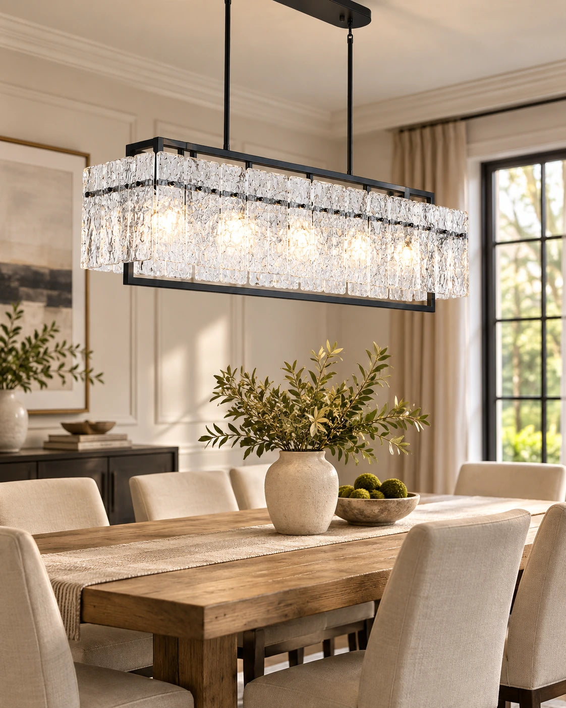 Water Ripple Glass Linear Chandelier