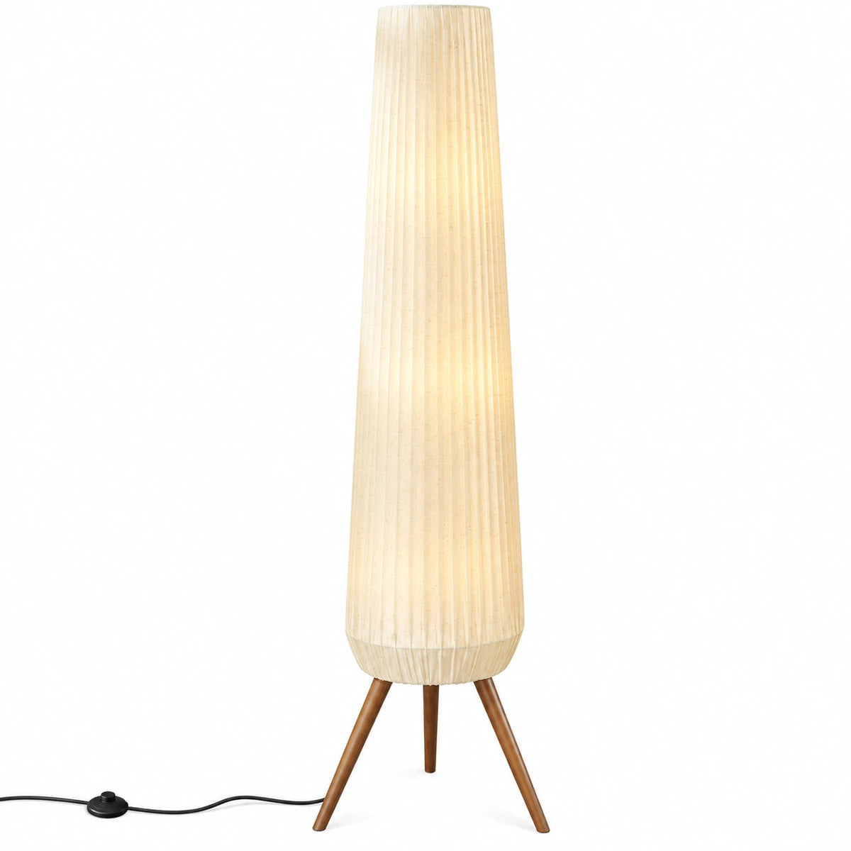 Wabi-Sabi Tripod Floor Lamp with Pleated Shade