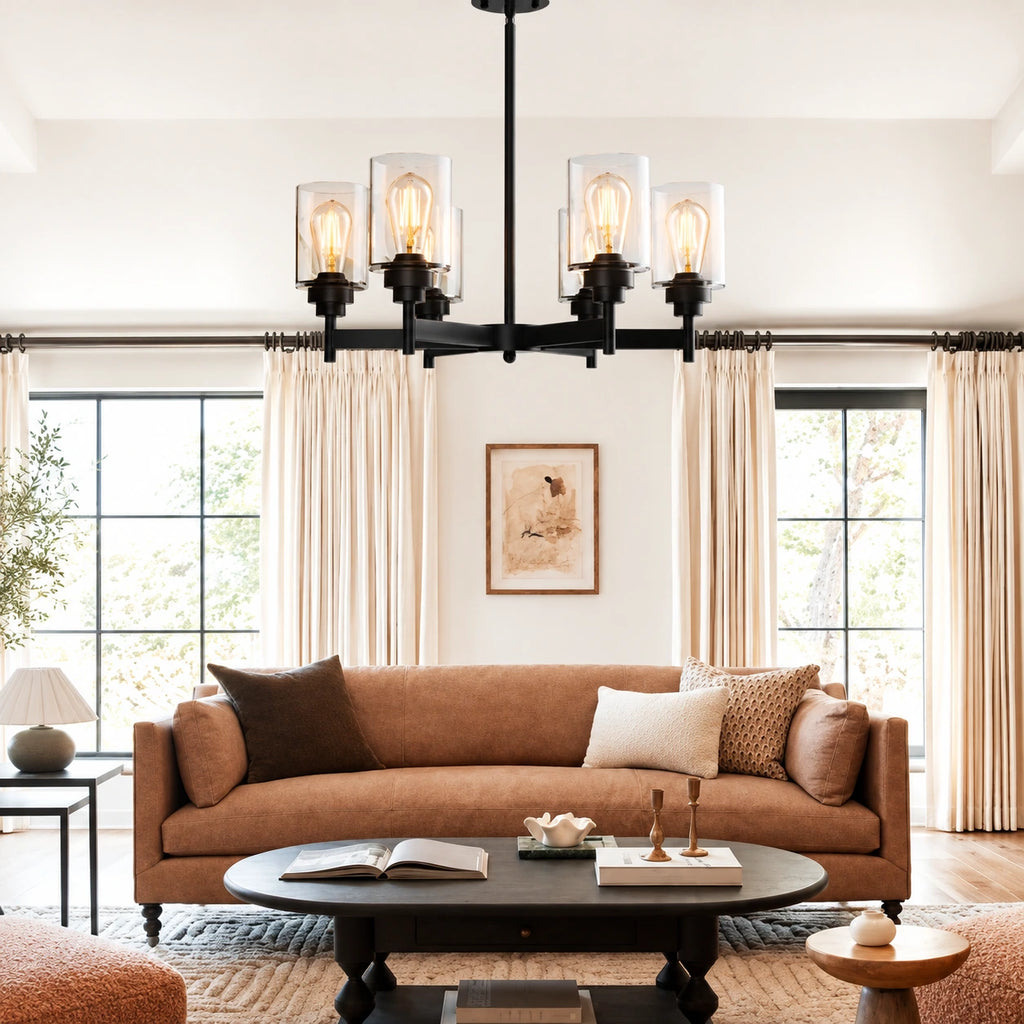 6-Light Glass Farmhouse Chandelier