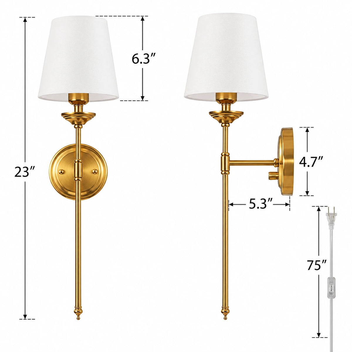 Elvara Mid-Century Plug In Wall Sconce