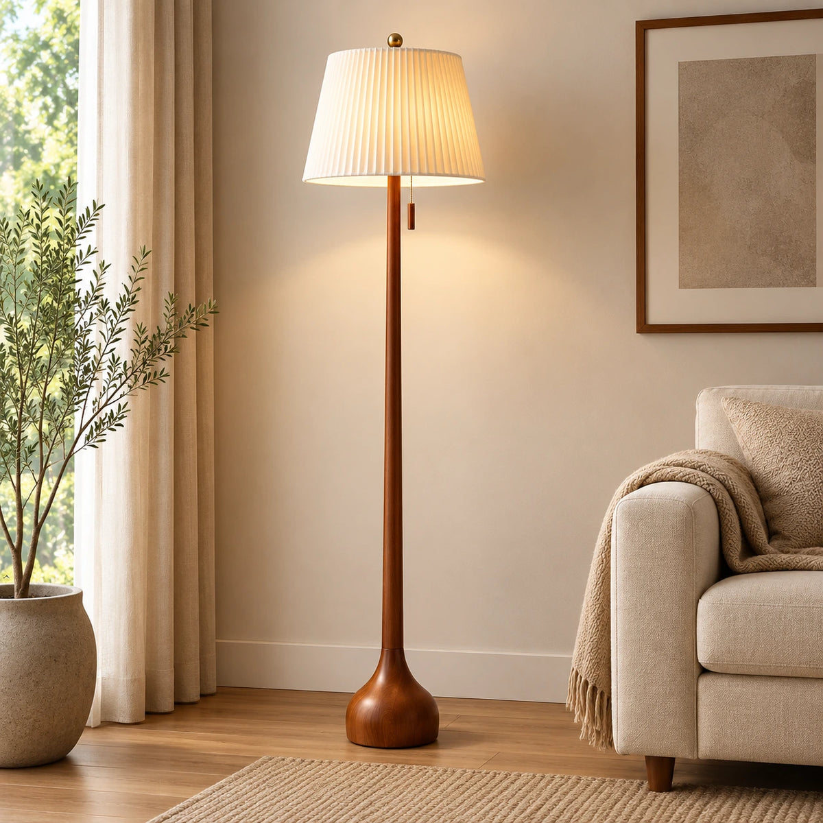 Sculptural Mid Century Floor Lamp with Two Shades