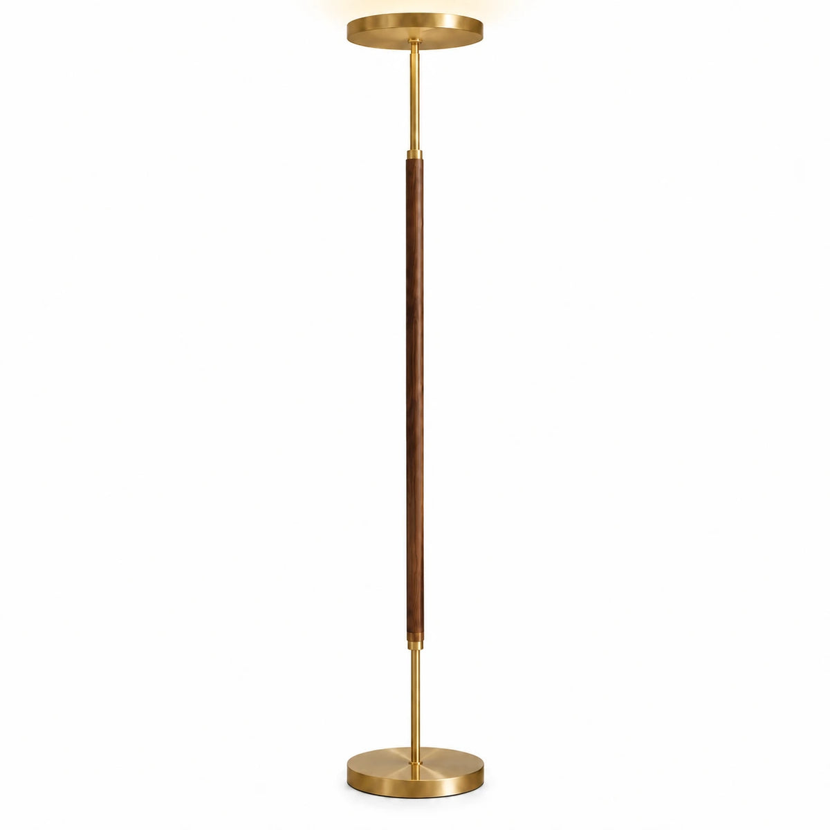 Mid-Century Wooden Torchiere Floor Lamp