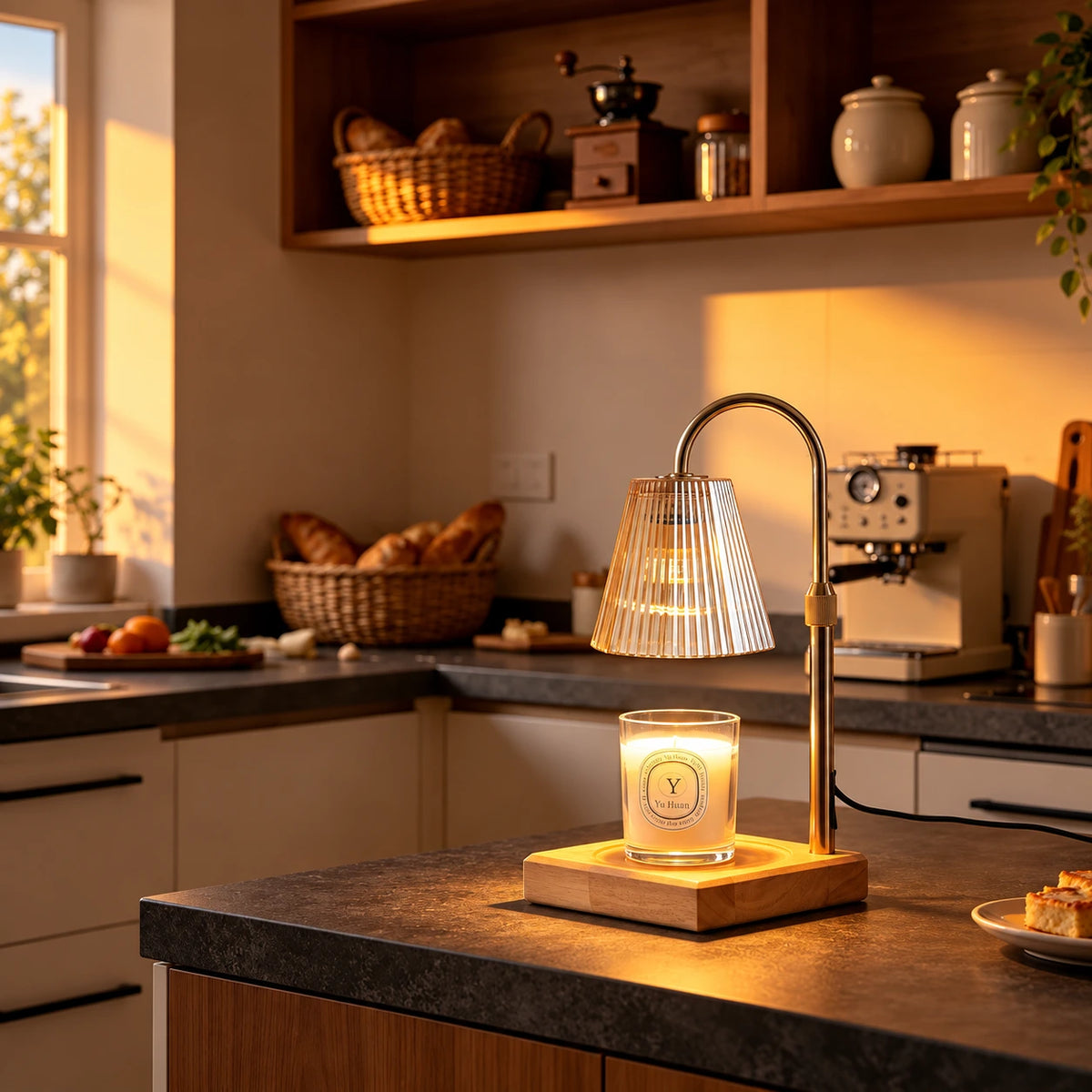Elara Ribbed Glass Candle Warmer Lamp