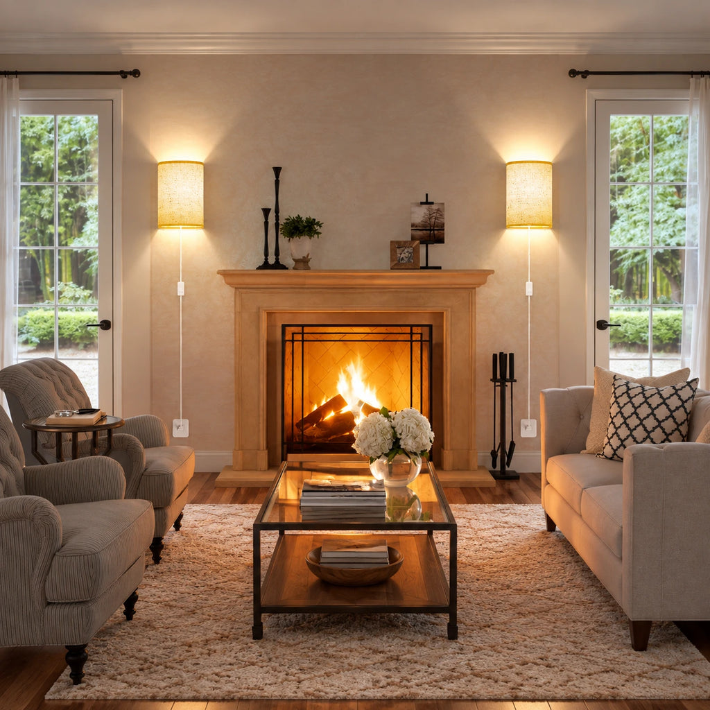 Solenne Linen Plug In Wall Sconce Set
