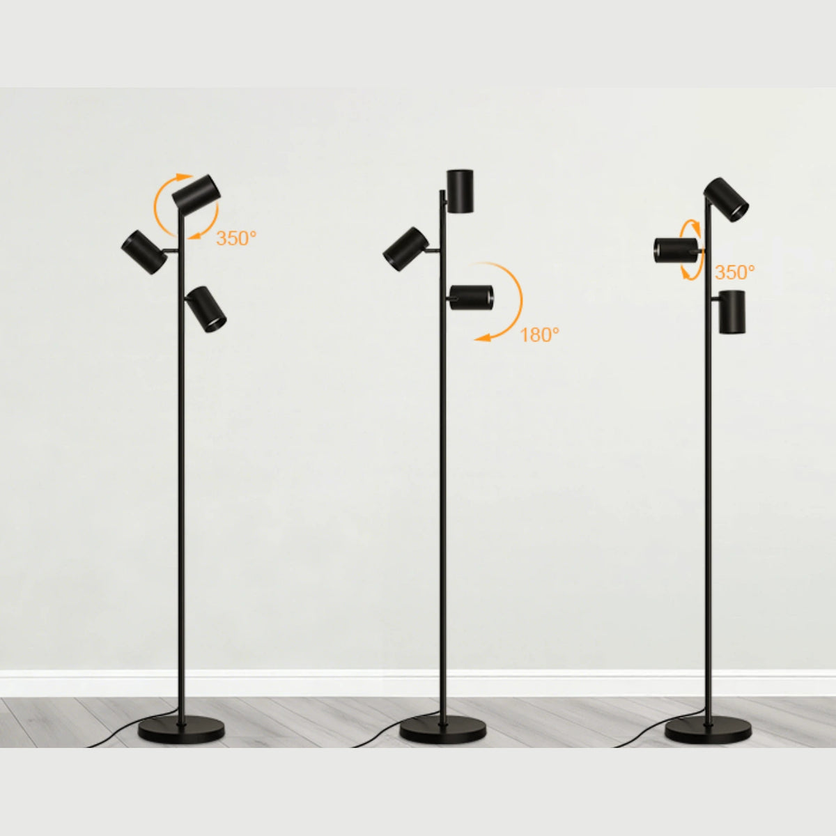 Modern 3-Head Reading Floor Lamp