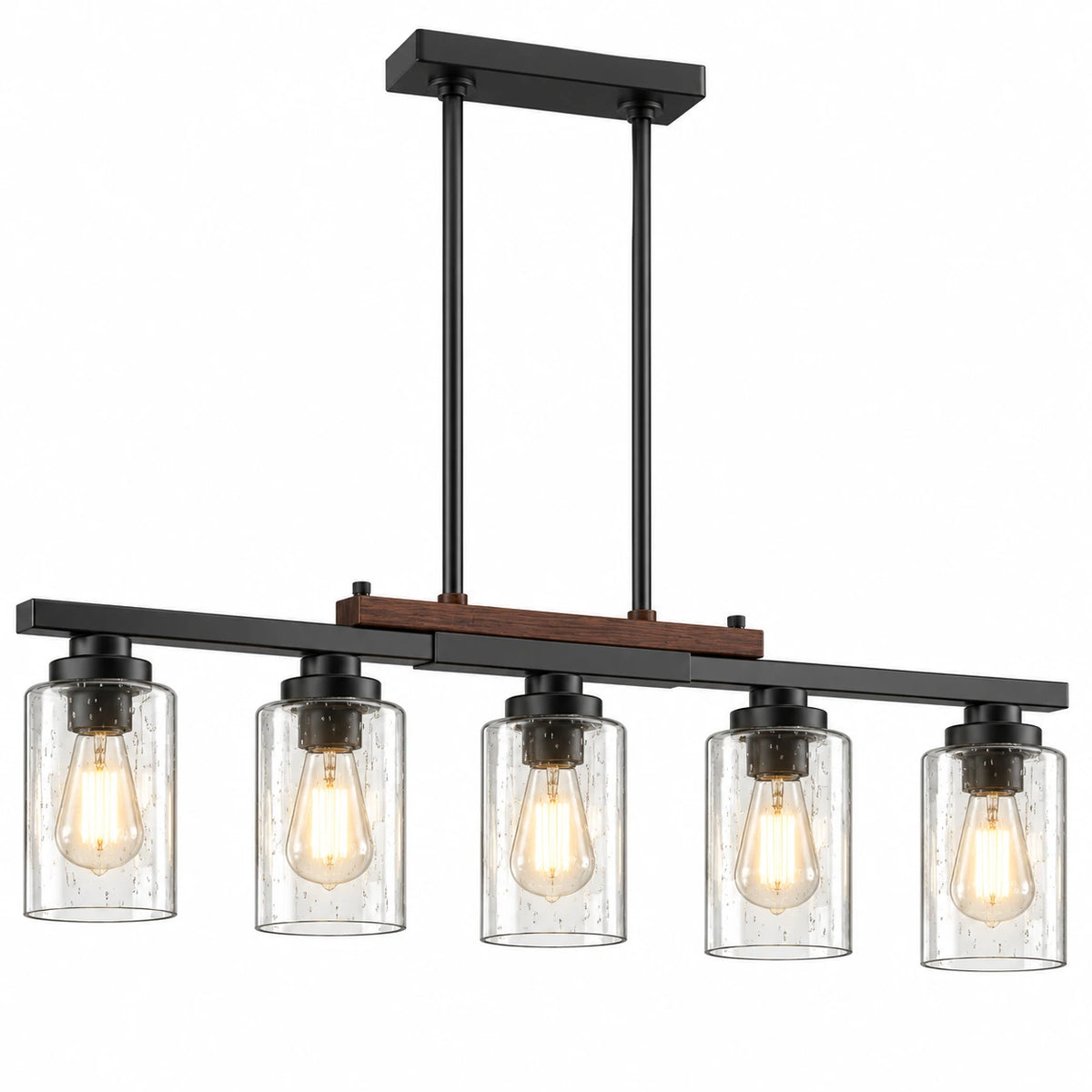 Seeded Glass Farmhouse Linear Chandelier