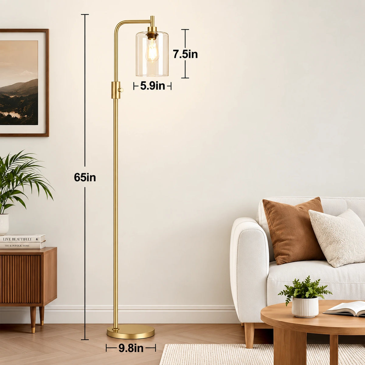 Arched Clear Glass Floor Lamp