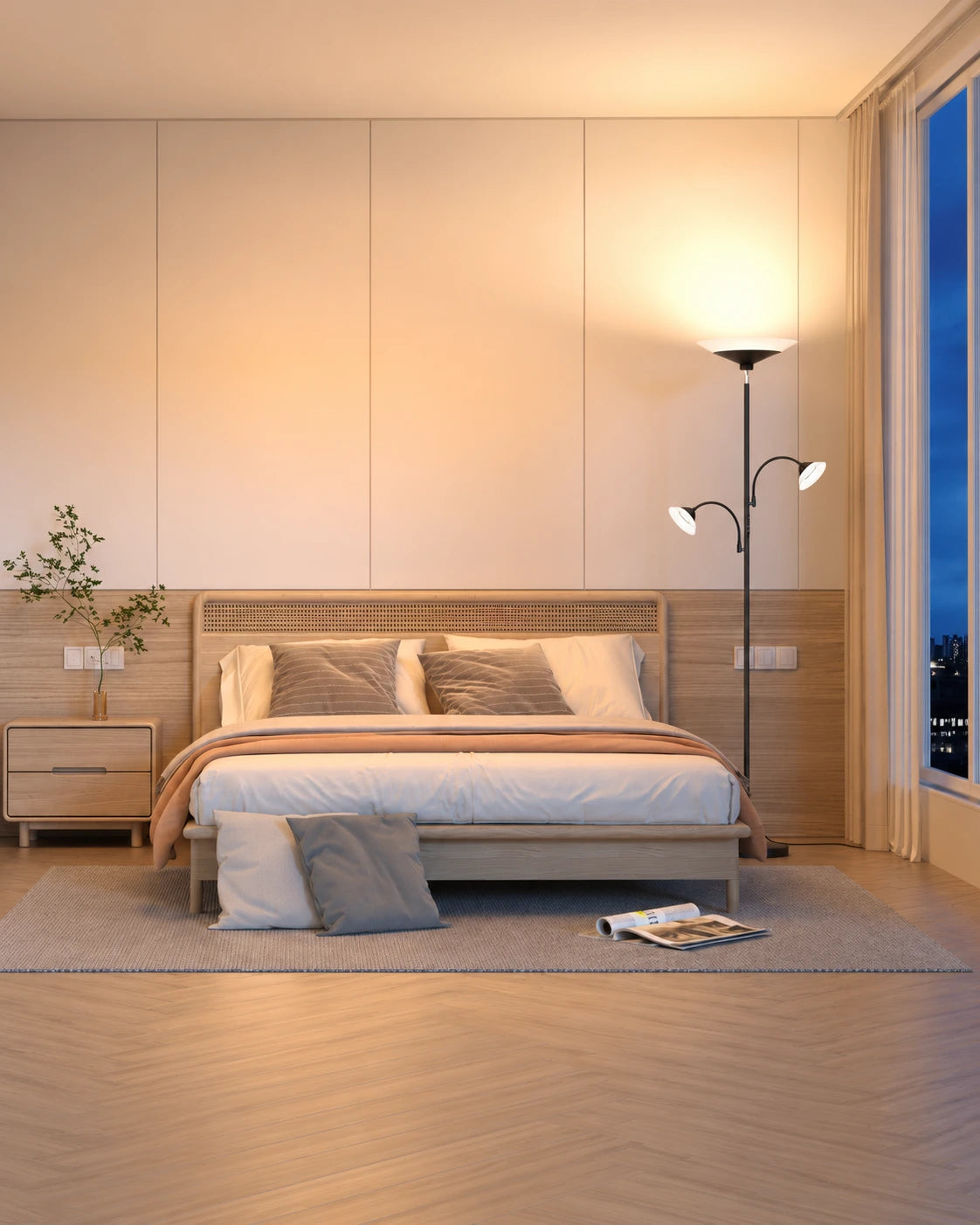 3-Light Tree Torchiere Floor Lamp