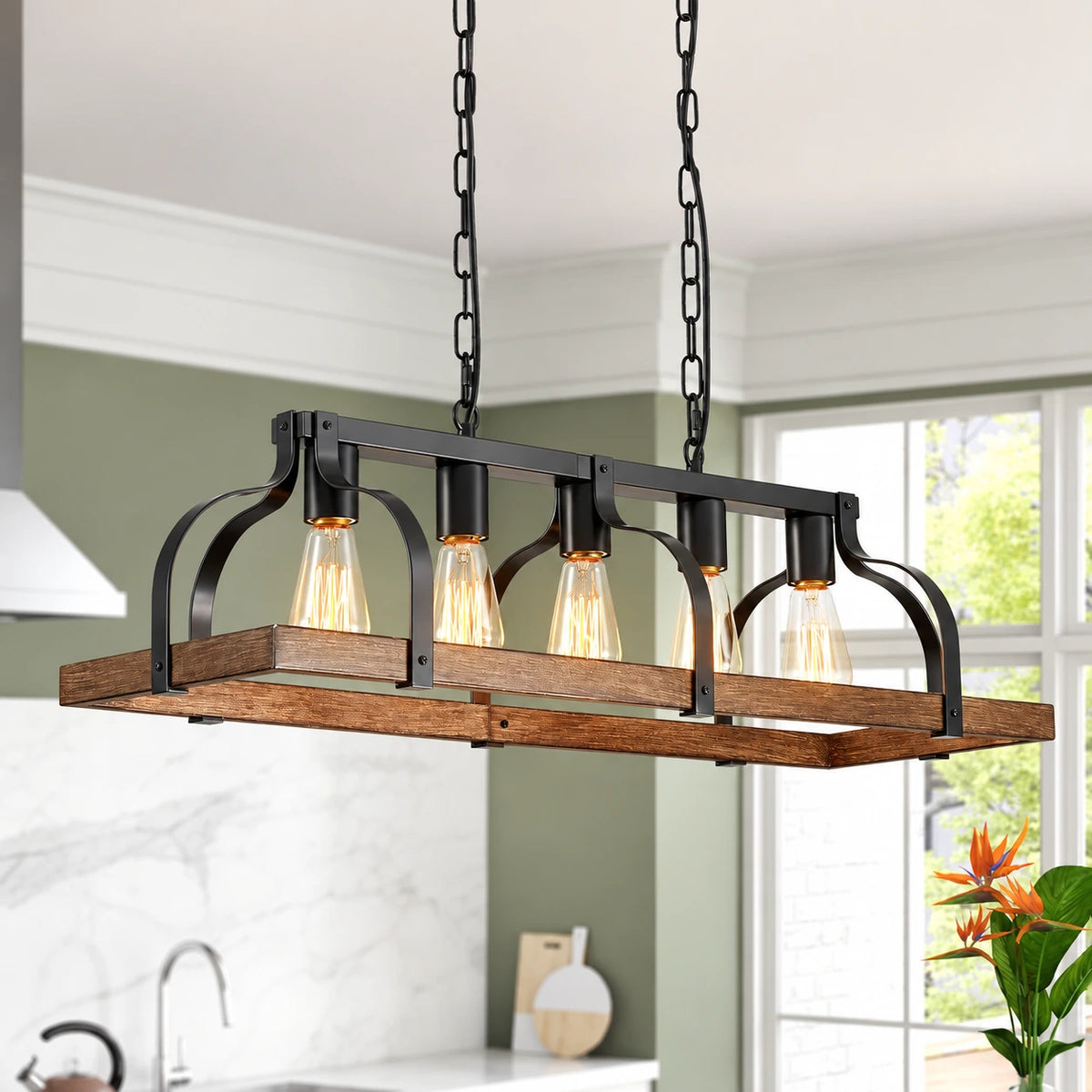 Rustic Frame Linear Chandelier