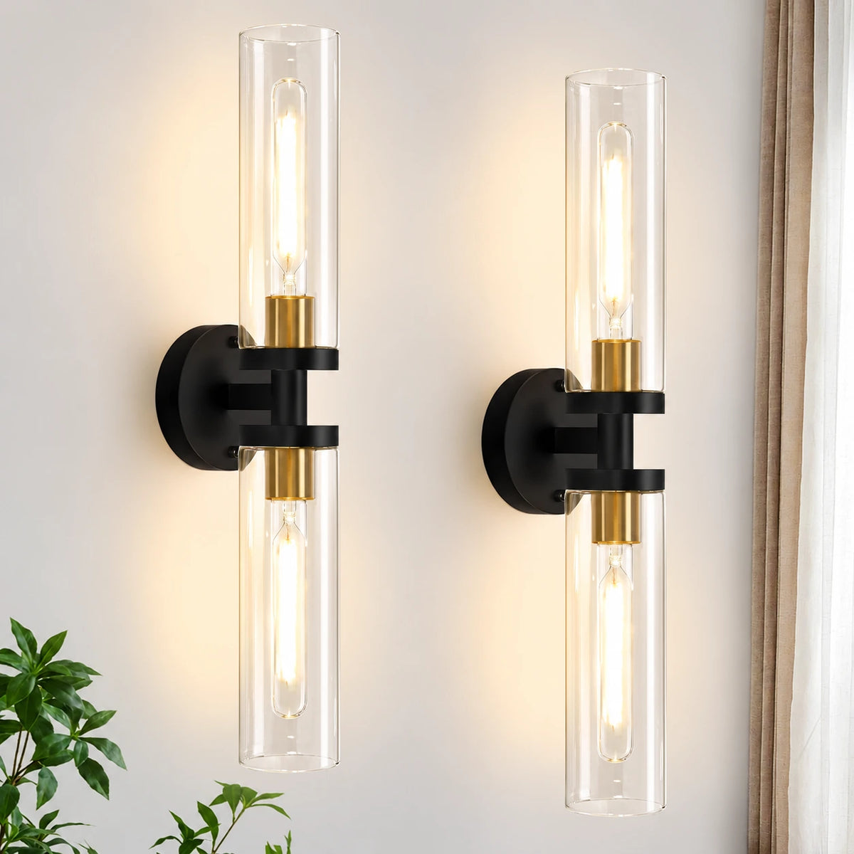 Lumera Linear Glass Bathroom Sconce Set