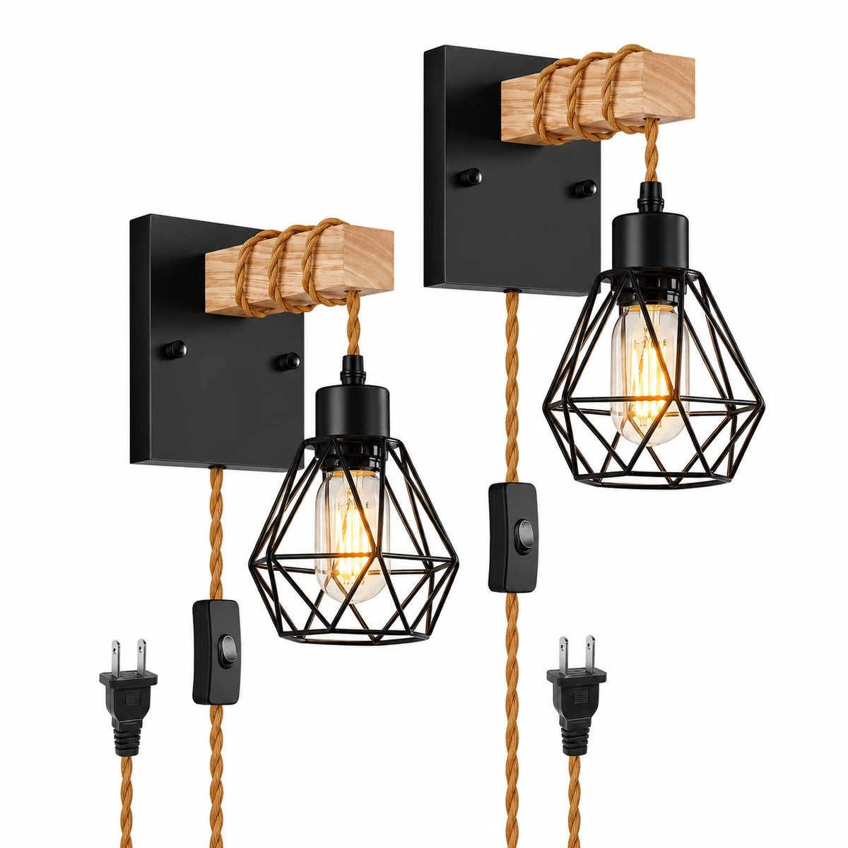 Oakmere Cage Plug In Wall Sconce Set