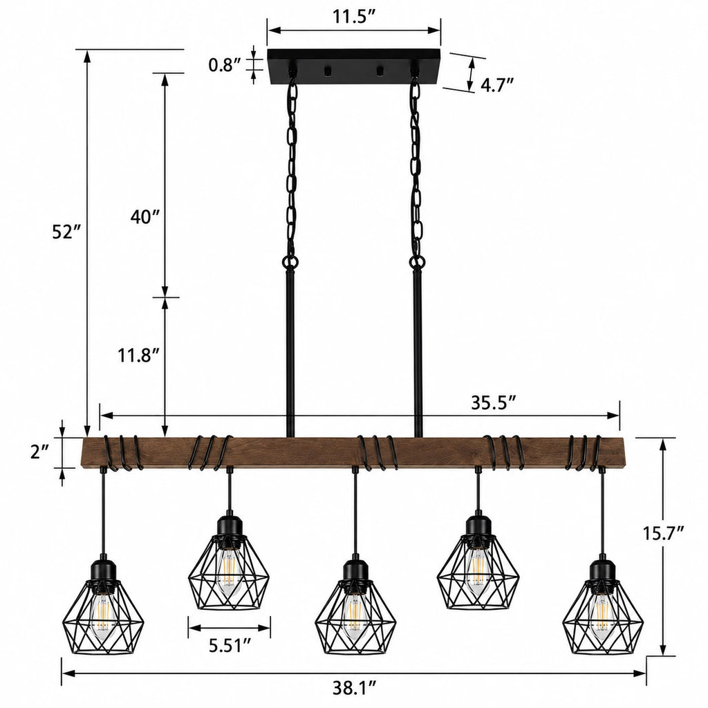Rustic Diamond Cage Linear Chandelier