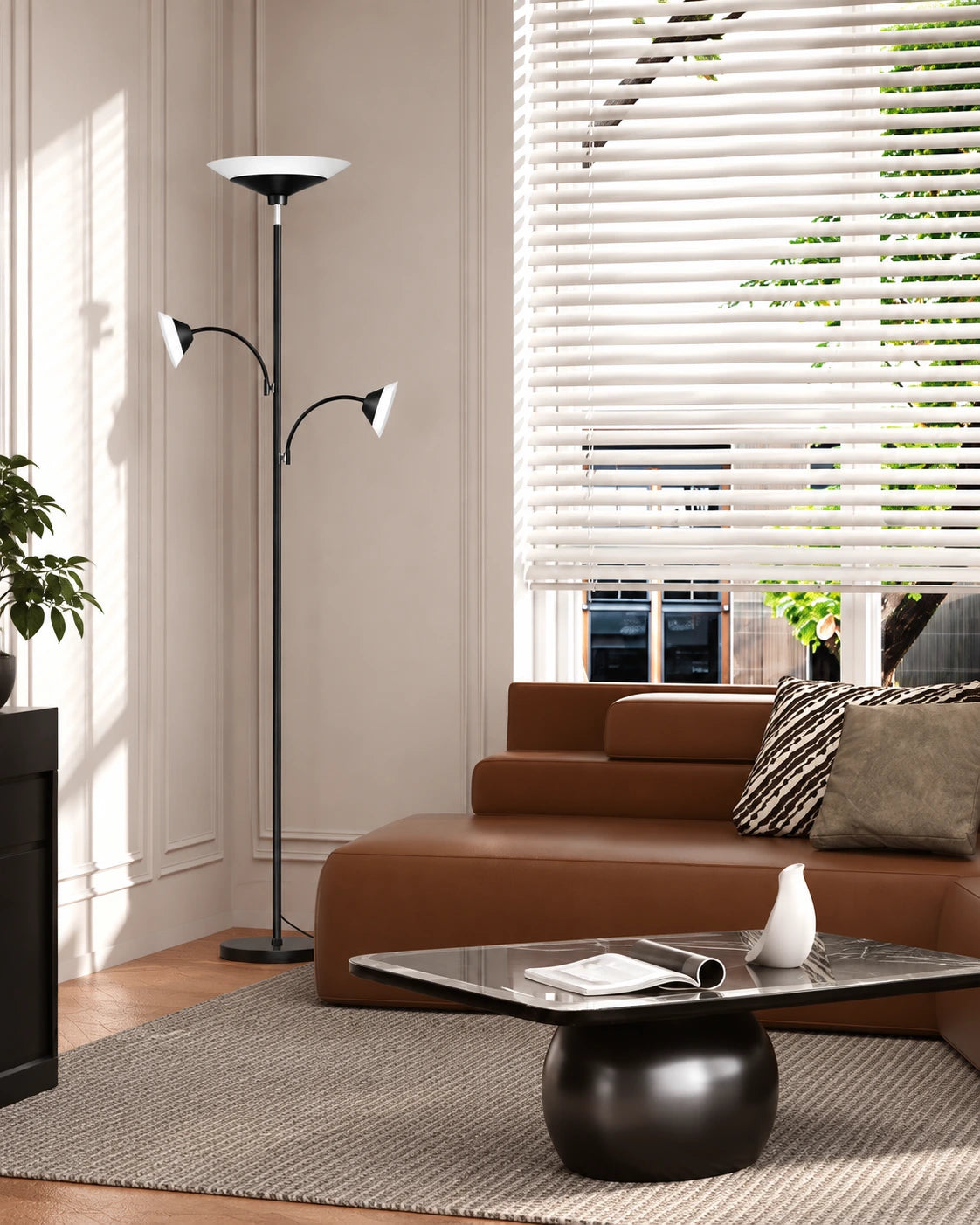 3-Light Tree Torchiere Floor Lamp