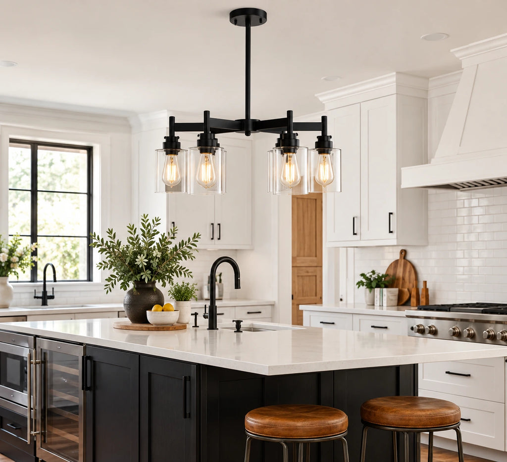 6-Light Glass Farmhouse Chandelier