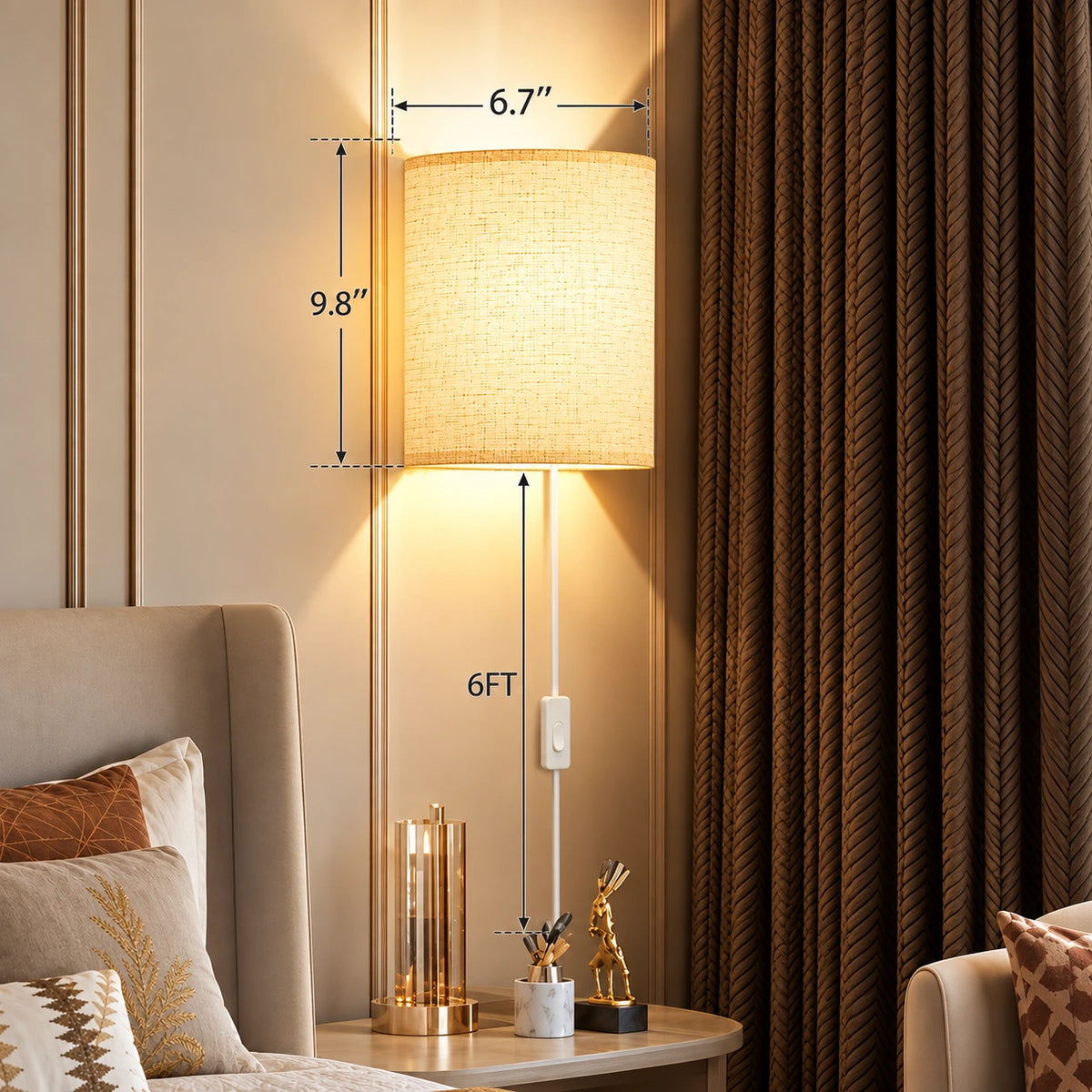 Solenne Linen Plug In Wall Sconce Set