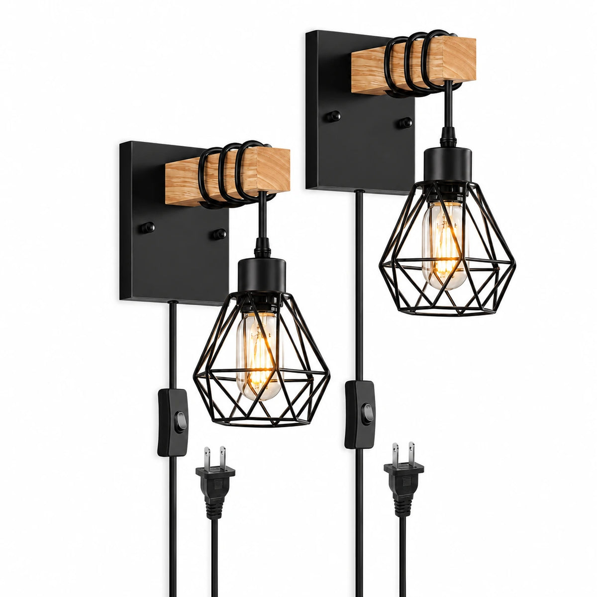 Oakmere Cage Plug In Wall Sconce Set