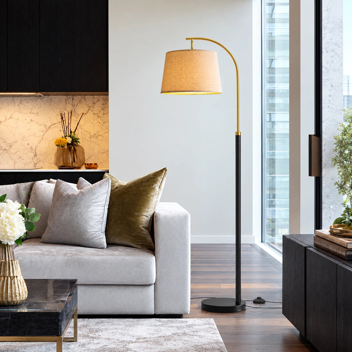 Arden Wood Arc Floor Lamp