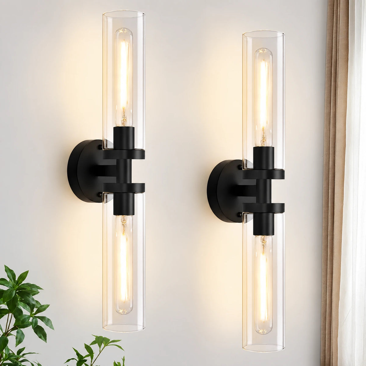Lumera Linear Glass Bathroom Sconce Set