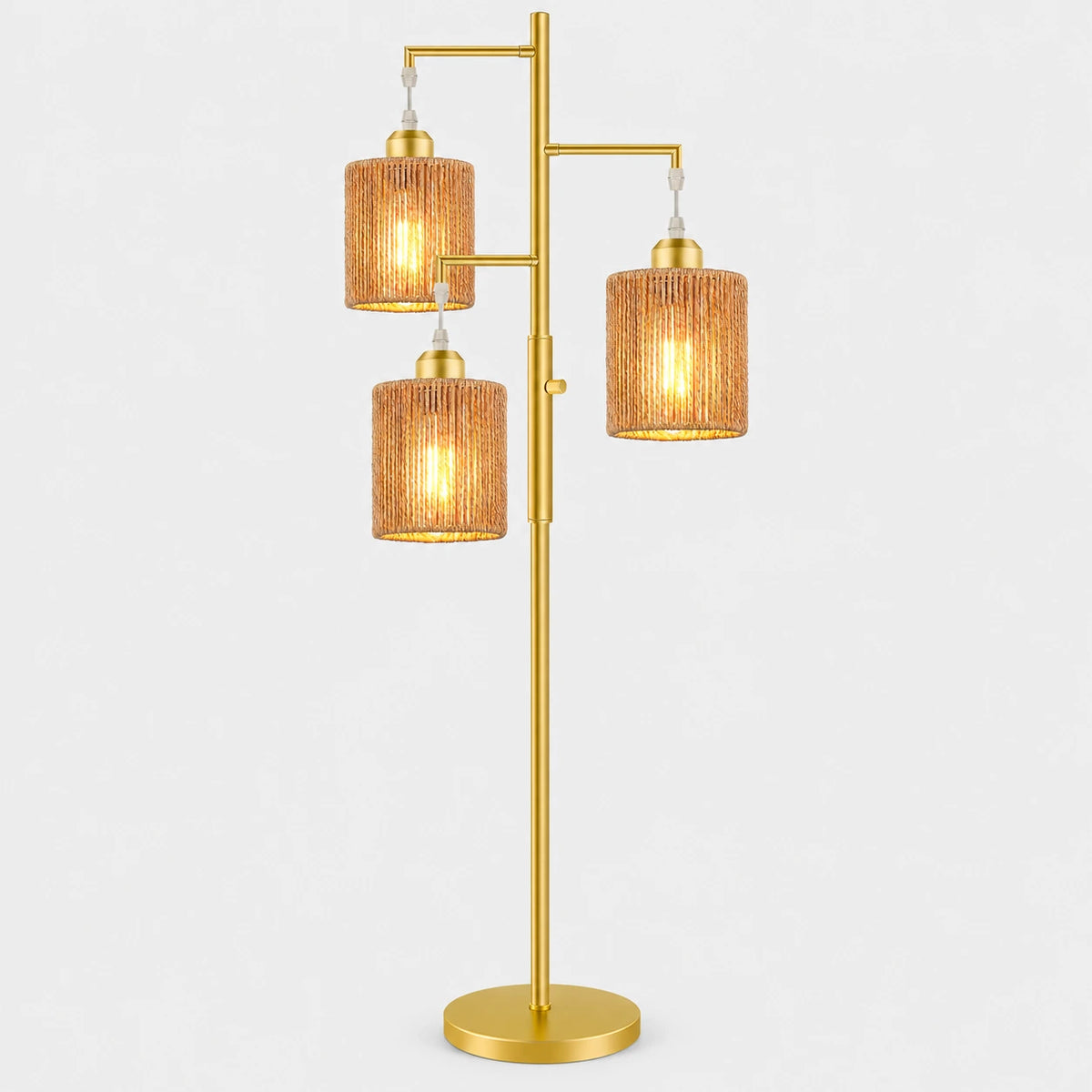 Industrial Rattan-Style Tree Floor Lamp