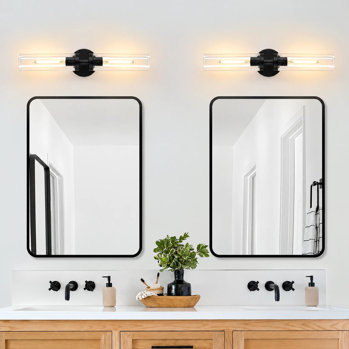 Lumera Linear Glass Bathroom Sconce Set