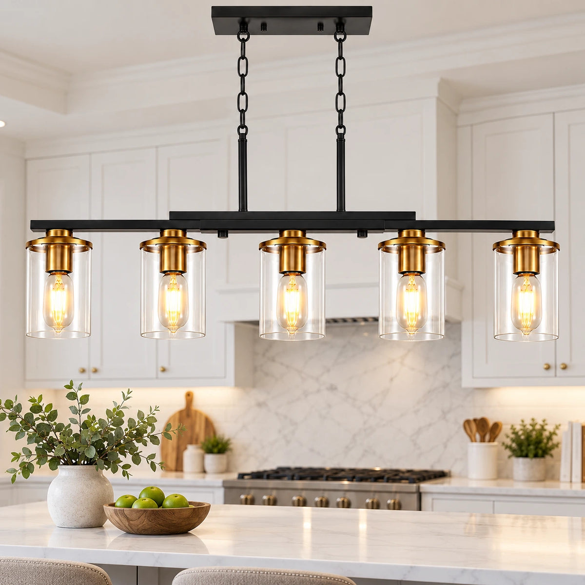 Farmhouse Glass Linear Chandelier
