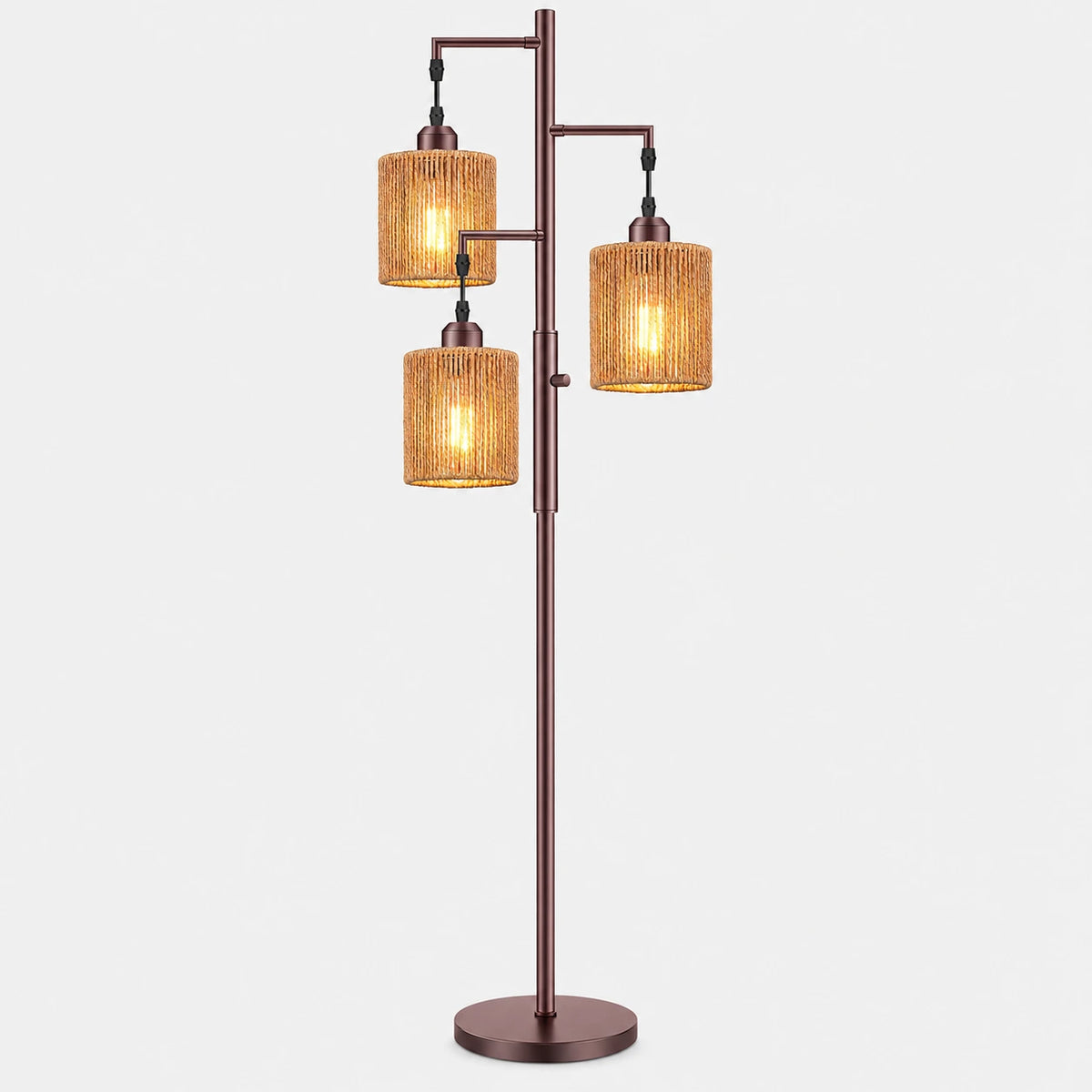 Industrial Rattan-Style Tree Floor Lamp