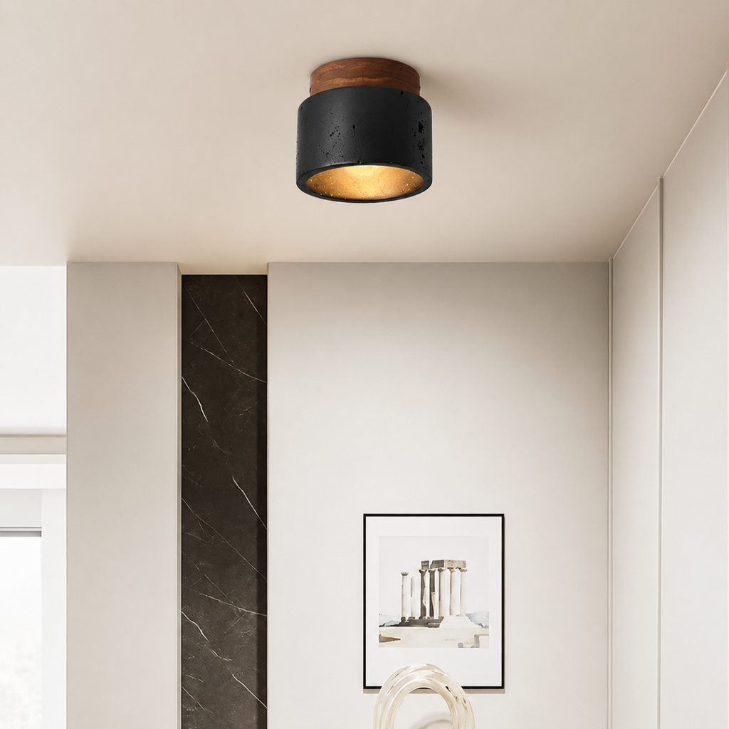 Black Stone Ceiling Lamp E26 Nordic Flush Mount Light Fixture