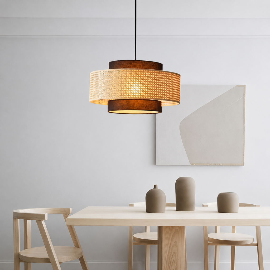 Woven Fabric Pendant Light Warm White LED Chandelier