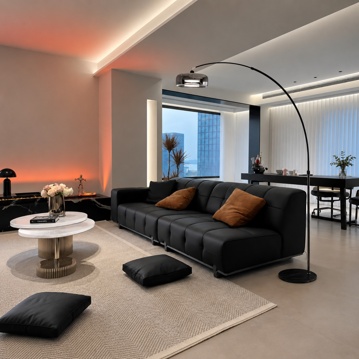 Adjustable Arc Floor Lamp E26 Glass Shade Living Room Standing Light