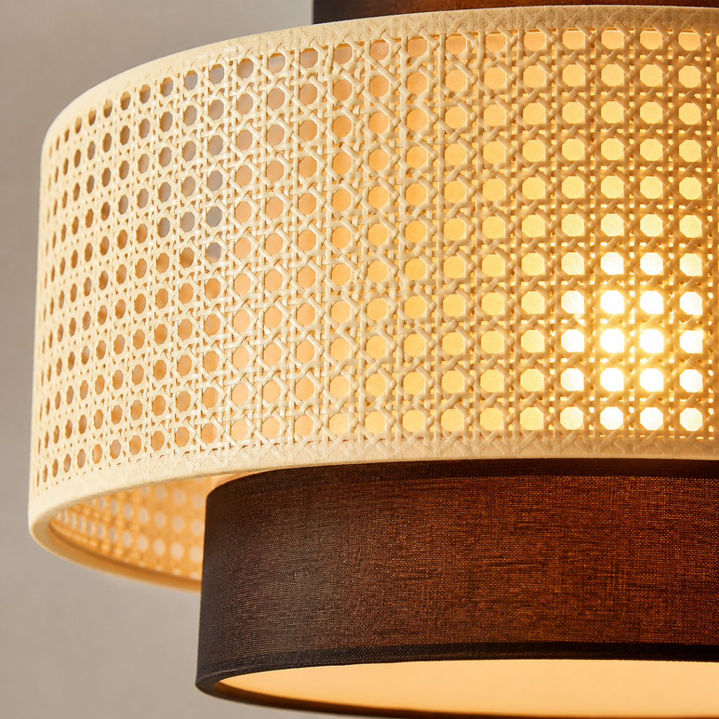 Woven Fabric Pendant Light Warm White LED Chandelier