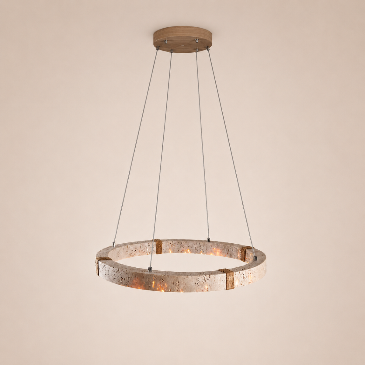 Stone Ring LED Pendant Light 28W Wabi Sabi Chandelier