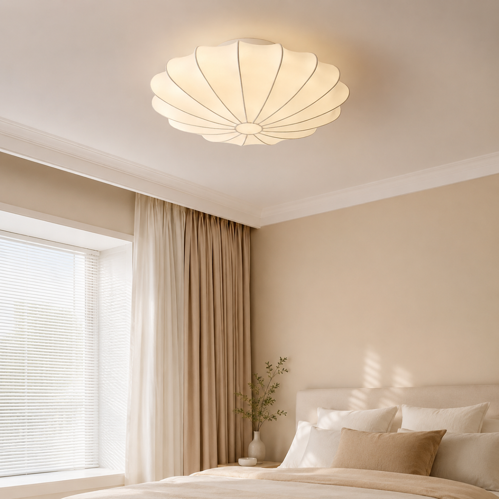Wabi Sabi Silk Ceiling Light Fixture E26 Fabric Flower Ceiling Lamp