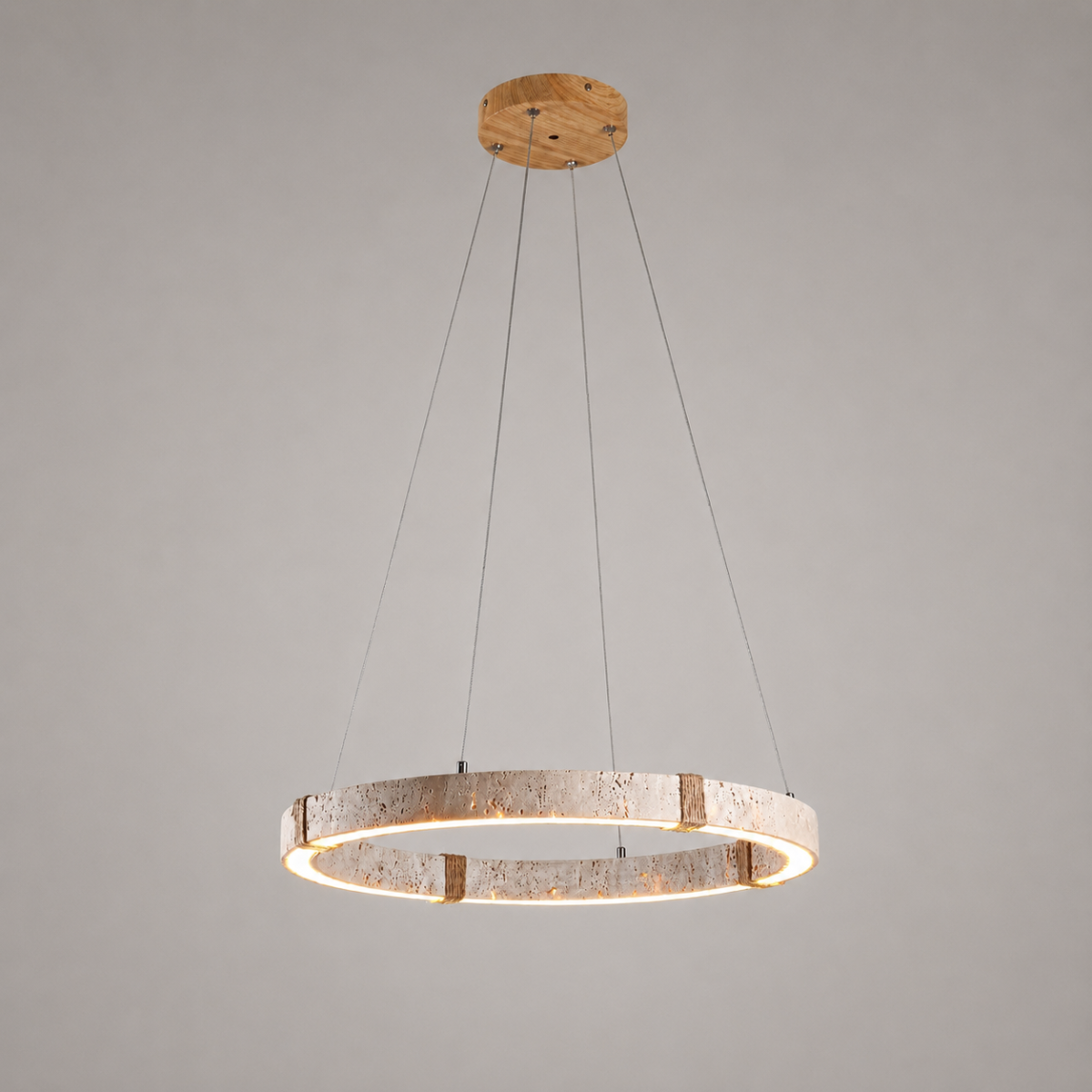Stone Ring LED Pendant Light 28W Wabi Sabi Chandelier