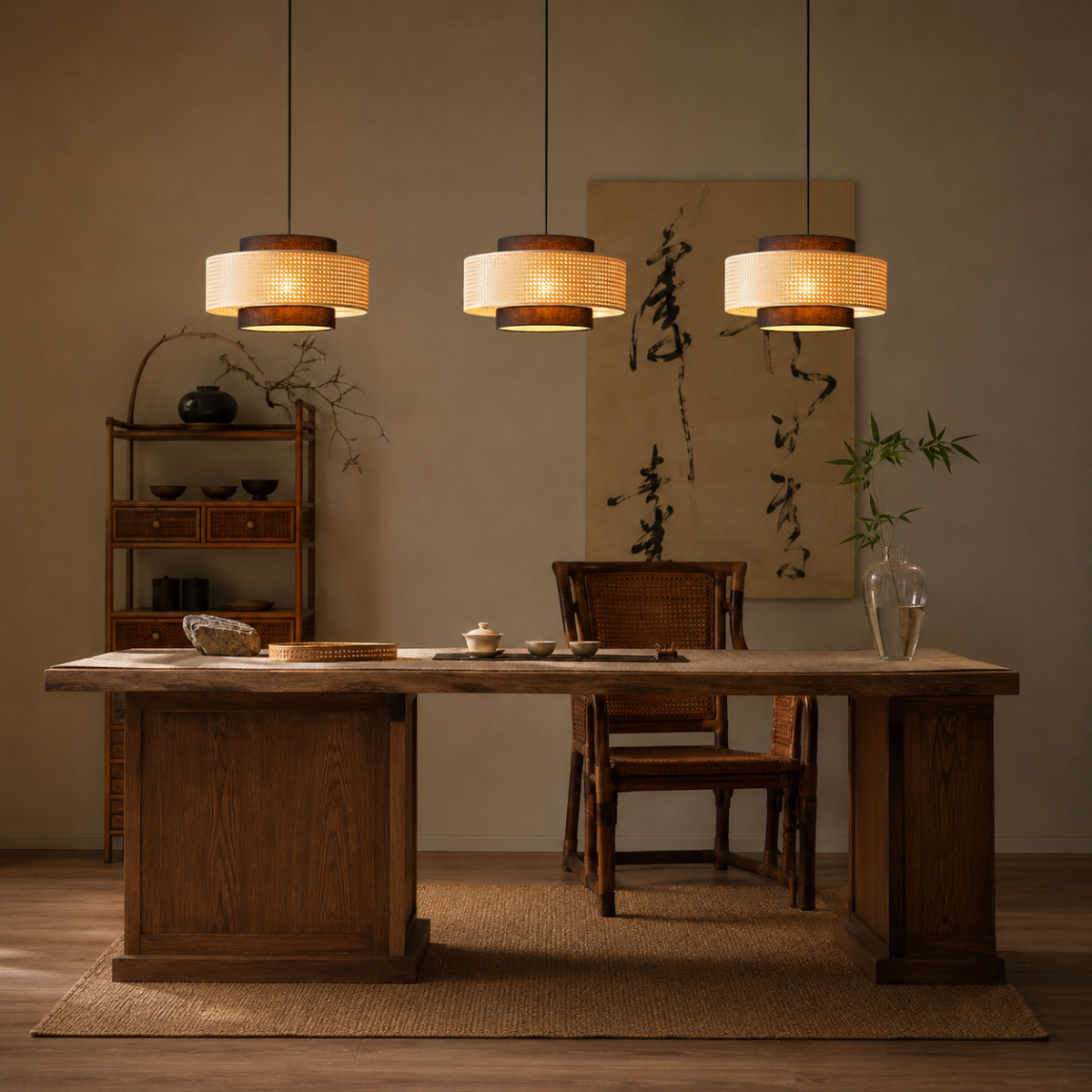 Woven Fabric Pendant Light Warm White LED Chandelier