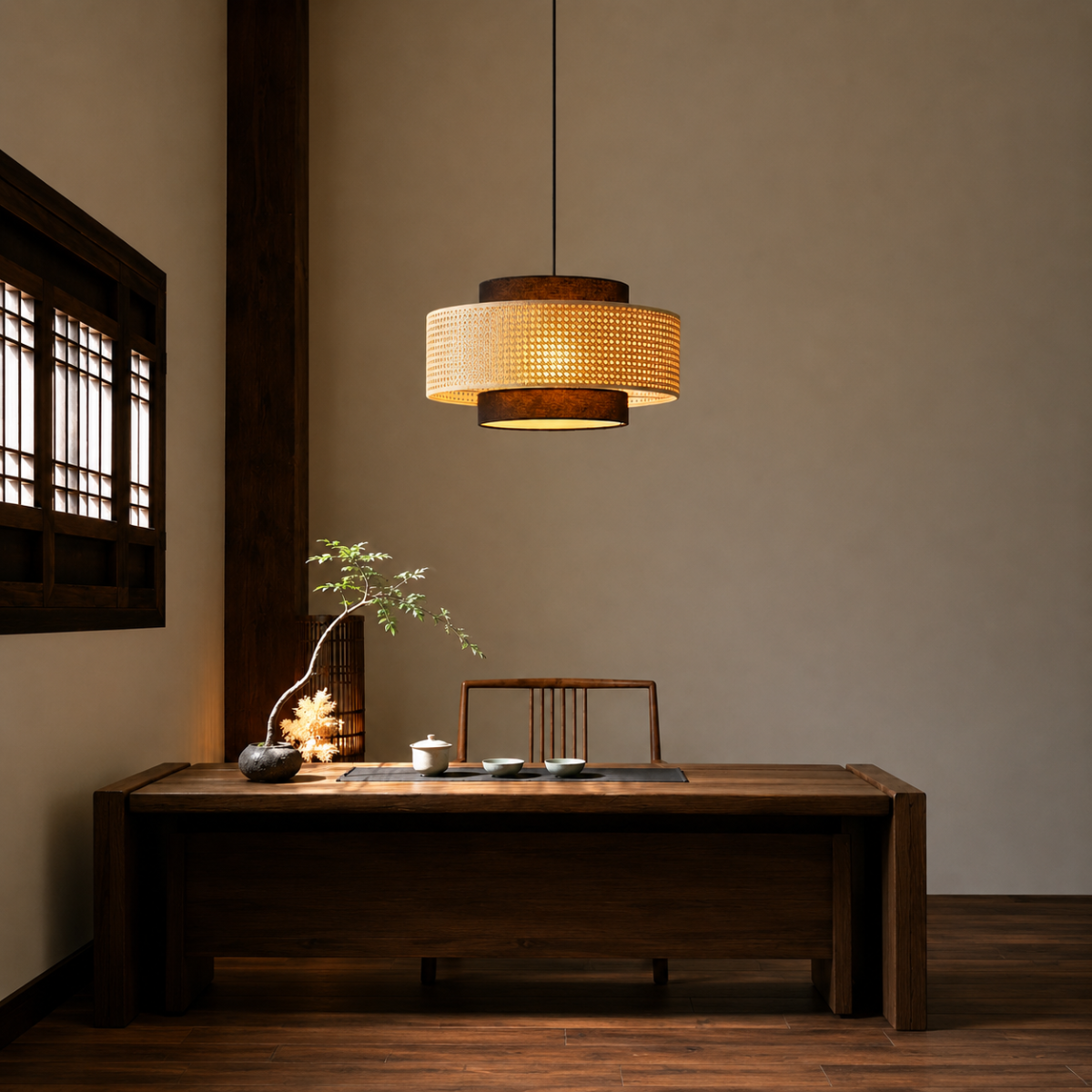 Woven Fabric Pendant Light Warm White LED Chandelier