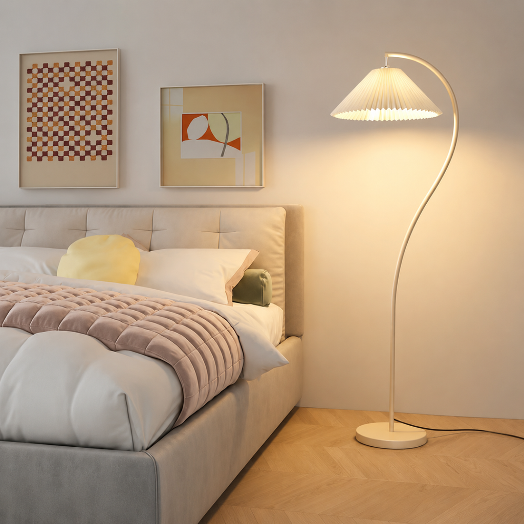 Modern Curved Floor Lamp E26 Metal Standing Reading Light